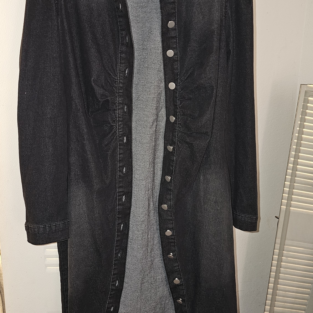 Black Women’s Long Coat Jacket - Classic Button-Front